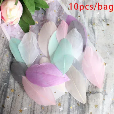 warm 10pcs Натуральные 50 шт. 4-8 см гусиные перья разных цветов для рукоделия, рукоделия, украшения для свадебной вечеринки, аксессуары, свадебное украшение - Цвет: warm 10pcs