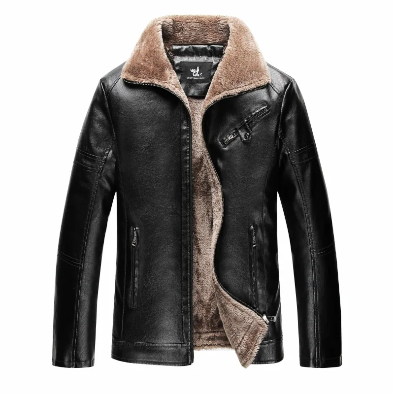 

Мужские кожаные куртки, мотоциклетная велосипедная куртка из искусственной кожи, Мужская бархатная повседневная куртка, теплая брендовая ...