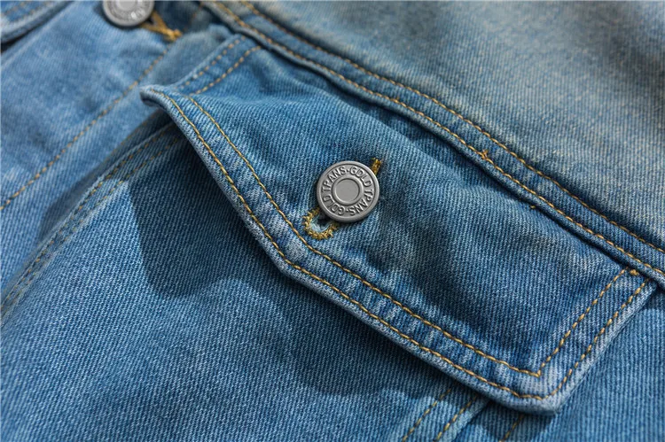 

Hip Hop Youth Denim Jacket Men Retro Gradient Jeans Jacket Turn-down Collar Harajuku Loose Casual Veste Homme Unisex Streetwear