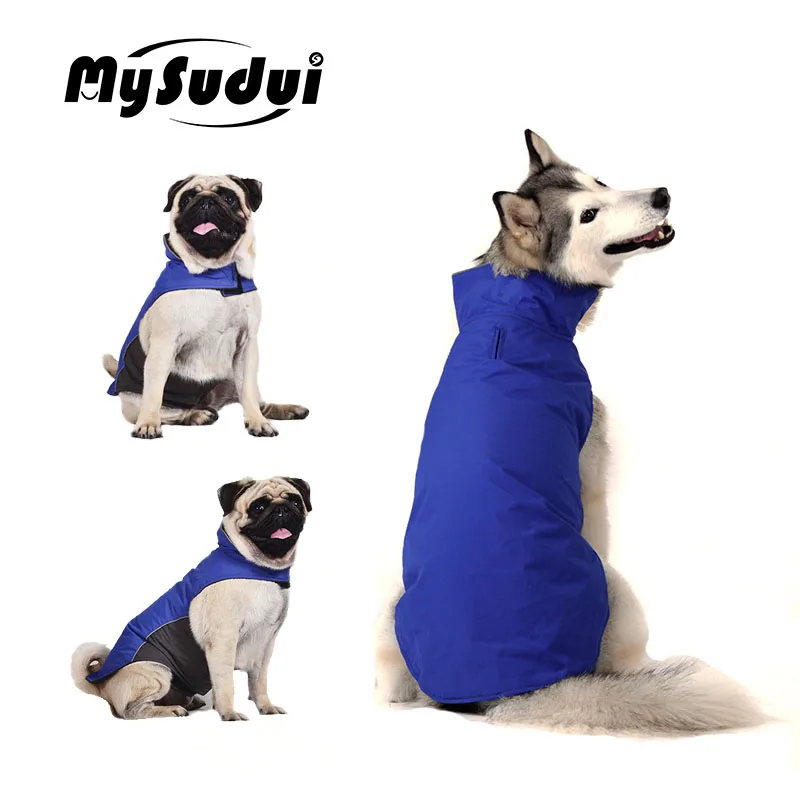 Blue MySudui водонепроницаемое пальто для собак, зимняя теплая одежда для собак с отражателем для маленьких собак, Большие куртки для собак для французского бульдога, Ropa Perro - Цвет: Blue