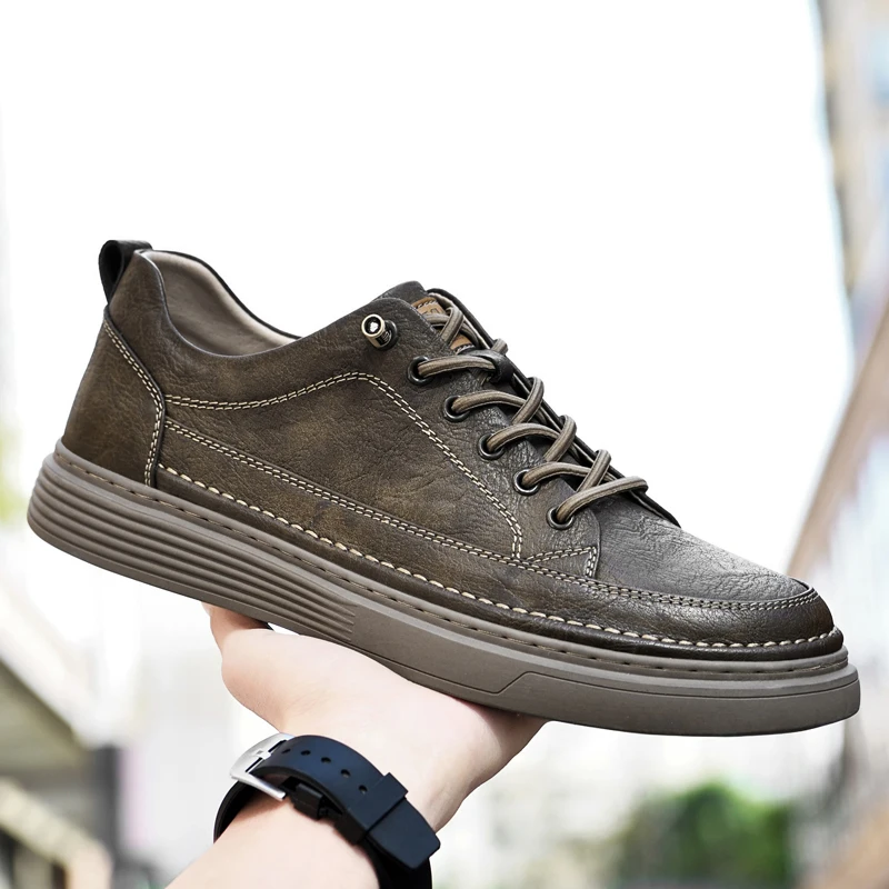 Мужские кроссовки из замши на шнуровке дышащие повседневные цвета хаки | Обувь