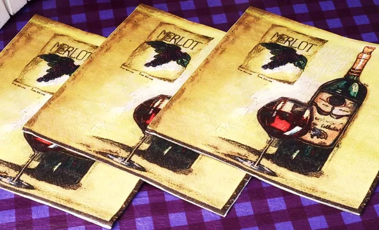 2020 Новые 20 шт красное вино бумажная салфетка винтажные Декупажные матрацы для