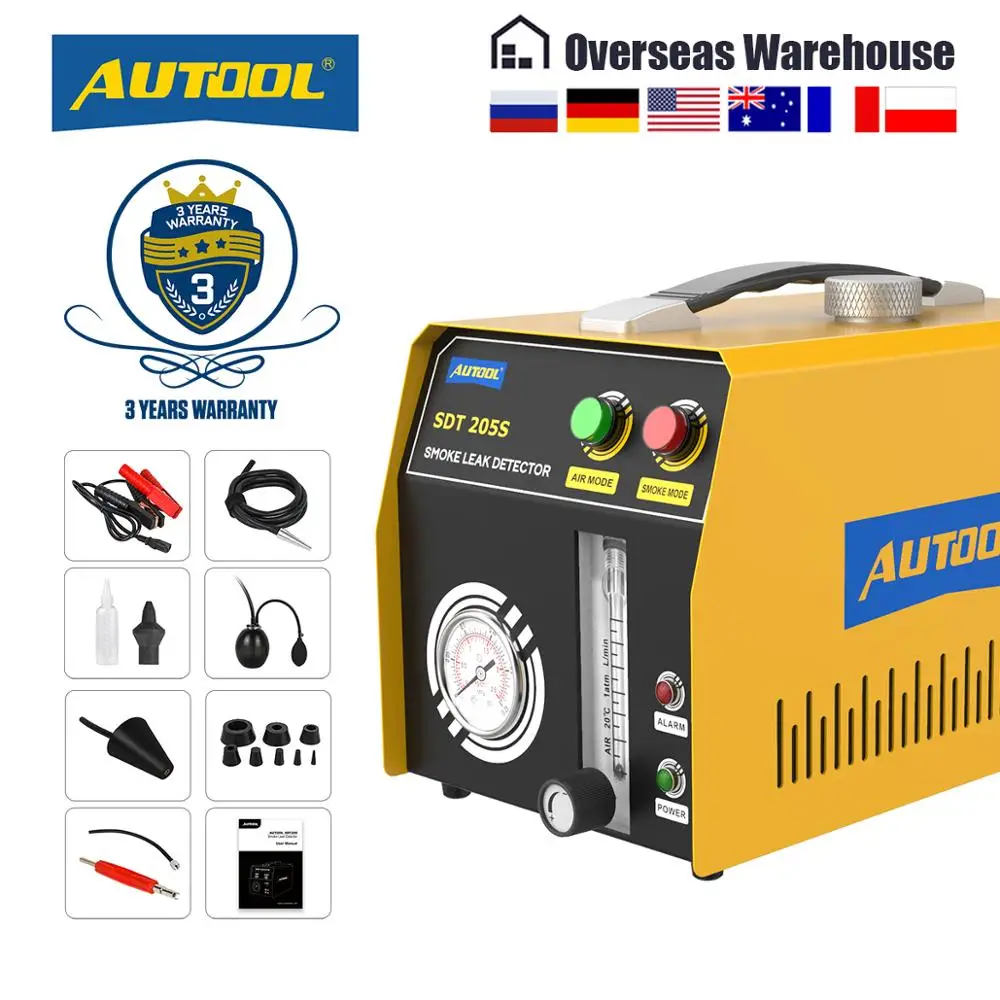 AUTOOL SDT205S автомобильный детектор утечки дыма, локатор утечки труб, автомобильная система EVAP, детектор утечки дыма, диагностический инструмент - изображение