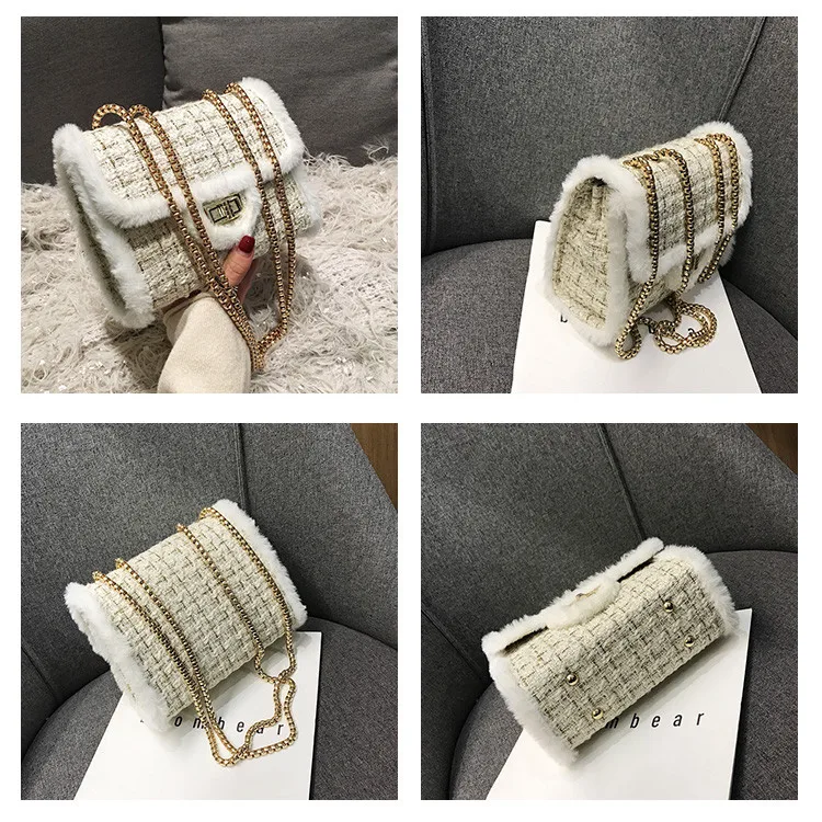 Женские сумки-мессенджеры шерстяная меховая сумка на плечо маленькая через с