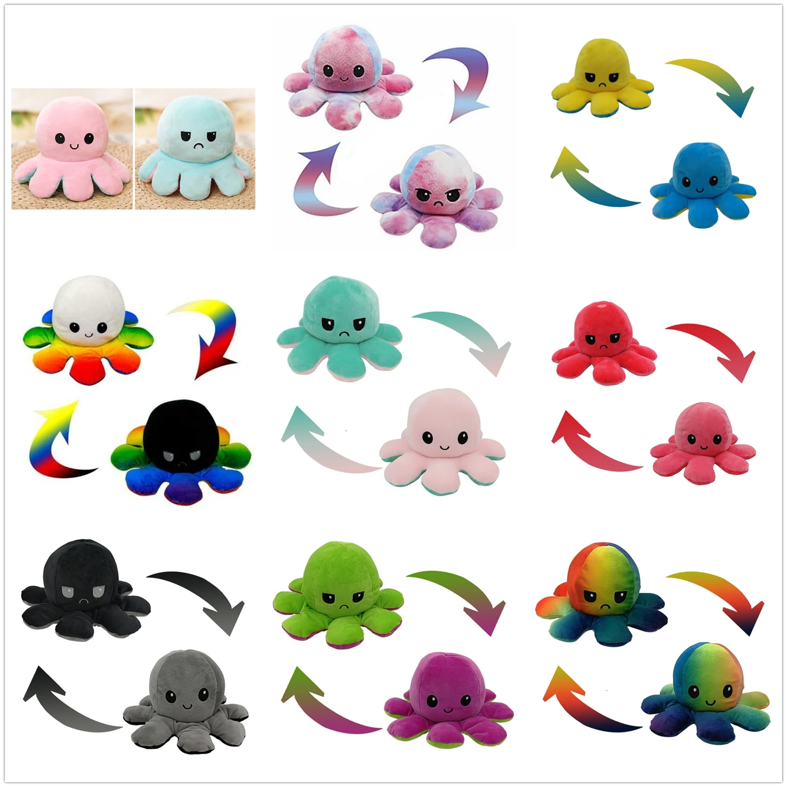 

Doll Stuffed Emotional New Flip Plush supplies Home Stuffed Flip supplies Double-sided Home Toy Kids pulpo Octopus Crossing
