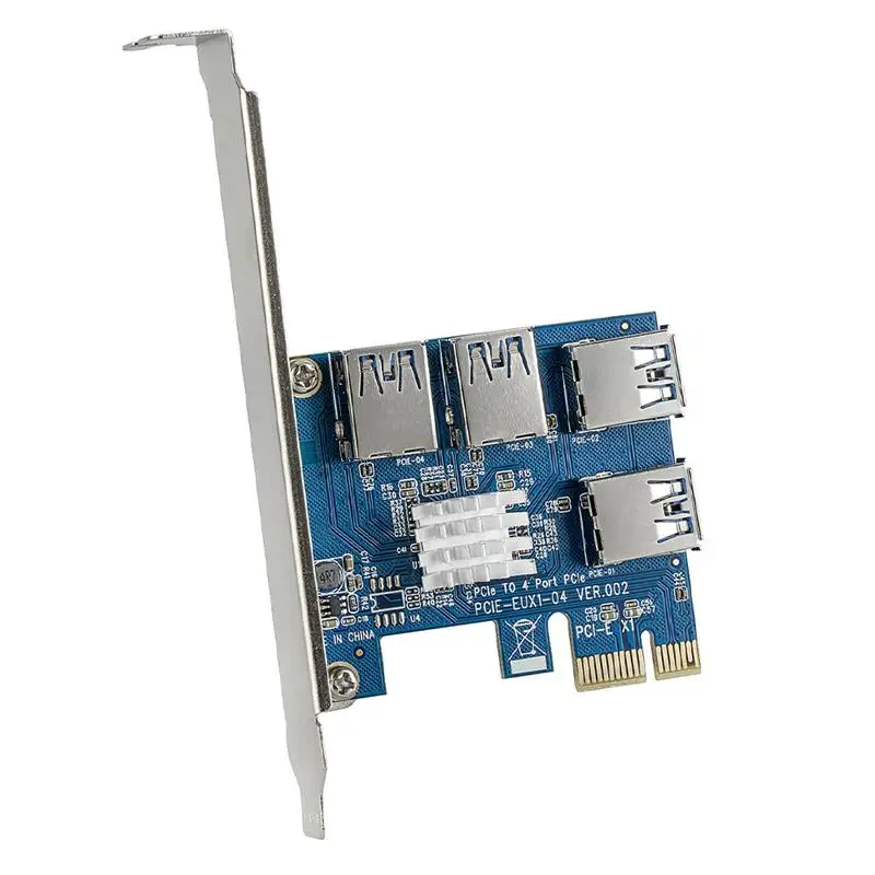 

PCI-E 1 to 4 PCI-E Adapter 16X slots Riser Card PCI-E 1X to External 4 PCI-e slot Adapter PCIe Multiplier Card for Bitcoin Miner