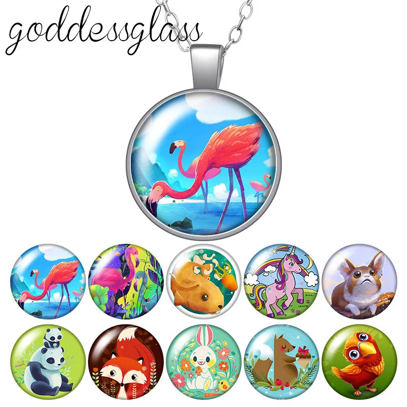 Ожерелье с подвеской мультяшными животными единорогом Кроликом лисой пандой