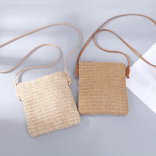 

Women's Straw Plait Small Square Bags One Shoulder Slanted Across Bag Handbag