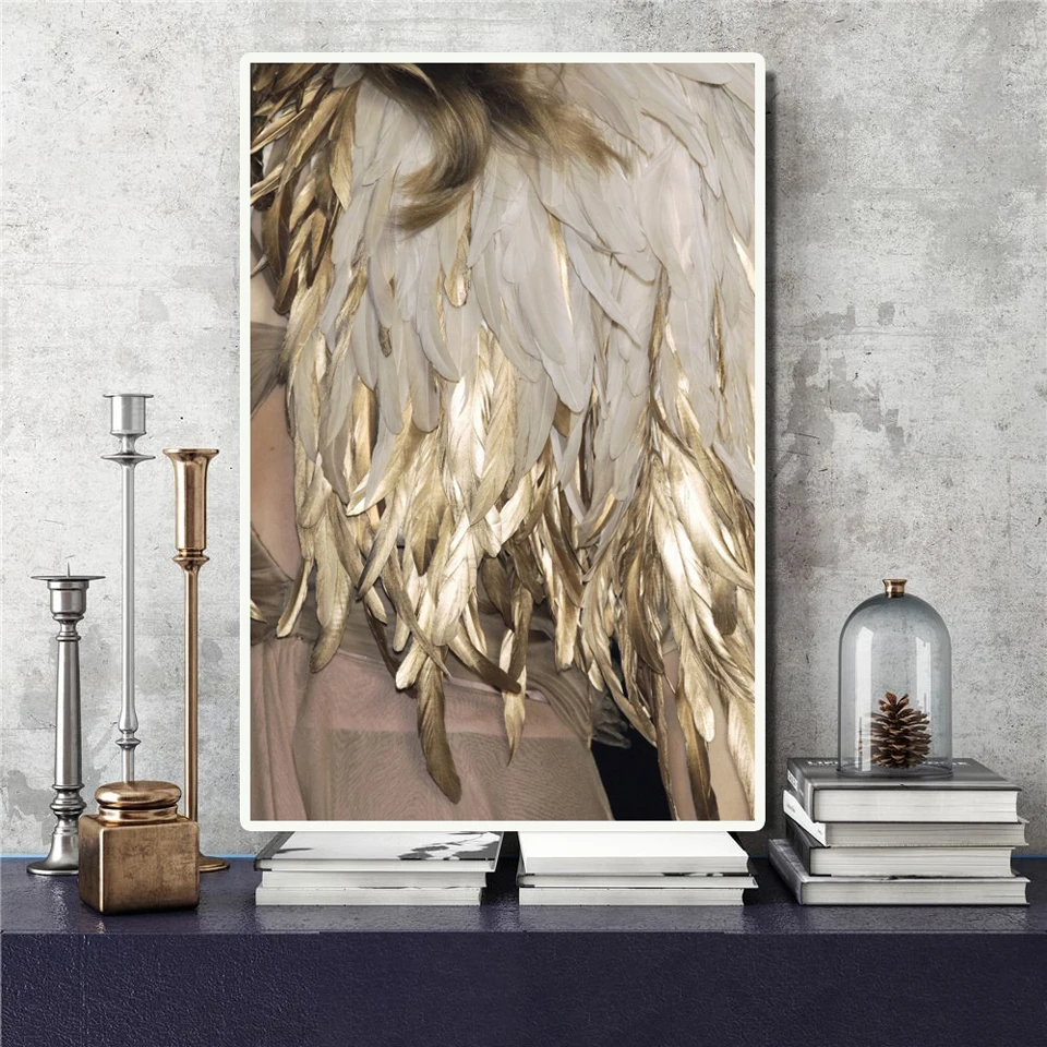 

DIY diamond Painting Feathers Decor diamond embroidery Golden Wall Picture for Living Room Bedroom Wall Art Decoration G340