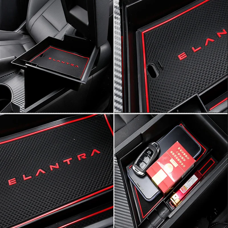 

For Hyundai Elantra 7 2020-2021Central Armrest Storage Box Organizer Center Console Non-slip mat/ABS Organizer Containers Holder