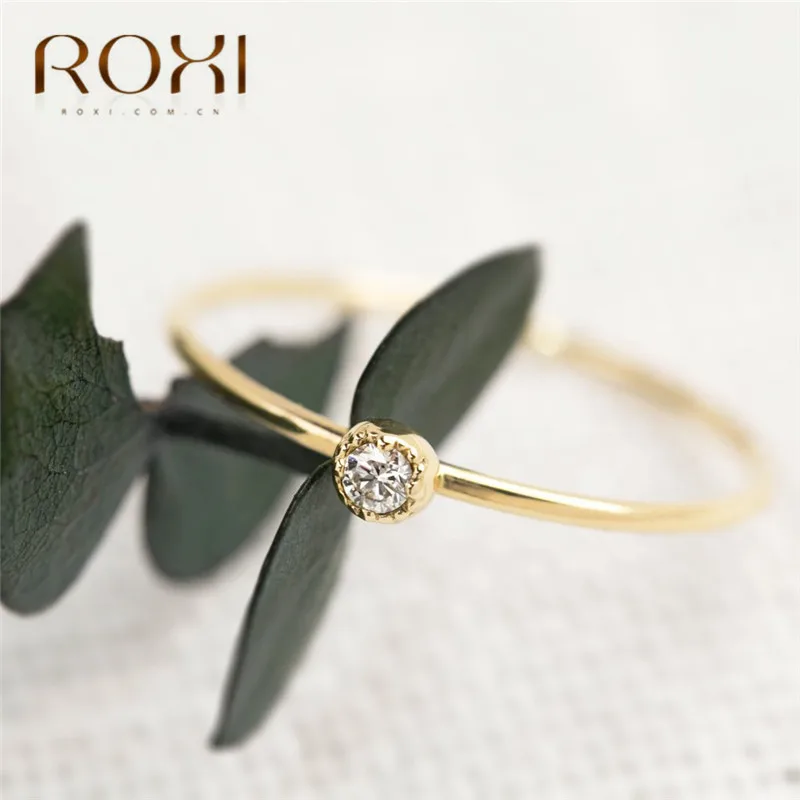 ROXI Модные Австрийские кристаллы Кольца для женщин микро проложить Свадебный с фианитами группа вечность укладки кольцо изящные тонкие украшения для пальцев