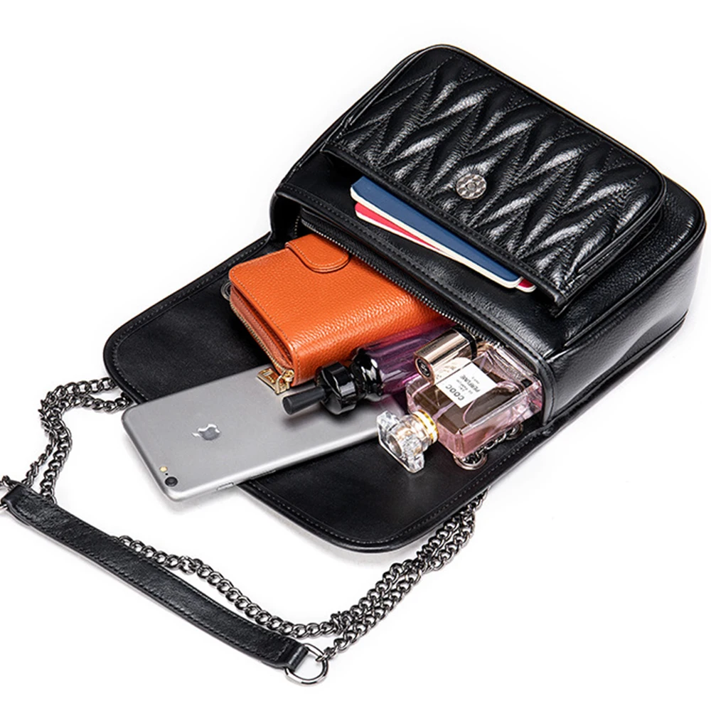 

Fashion Female Handbag Cowhide Square Casual Outdoor Blackbags Diagonal Bag