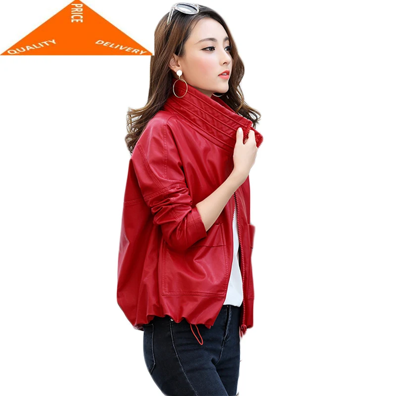 

Женская короткая куртка из ПУ кожи на молнии, модная уличная осенняя куртка, chaqueta cuero mujer HH082