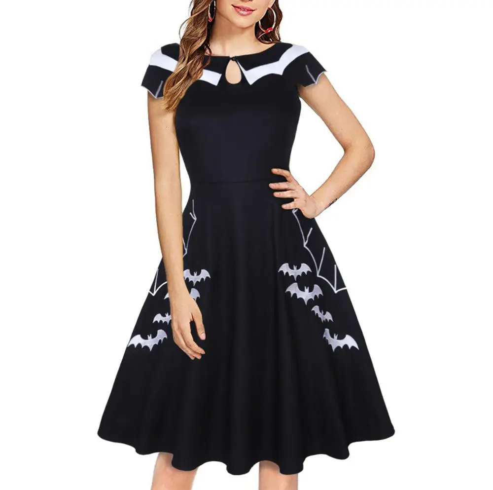 Женские винтажные платья на Хэллоуин элегантные размера плюс с вышивкой в виде