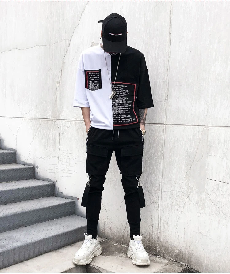 Streetwear Harajuku Pants Multi Pocket Slim Elasticity Harem Jogger Pants Ribbon Cargo Tootsies Singer Costume