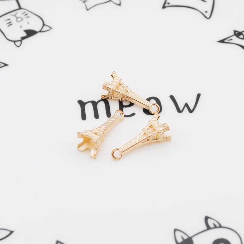 Подвески с 3d-изображением Эйфелевой башни золотого цвета 20 шт./лот 21x6 мм