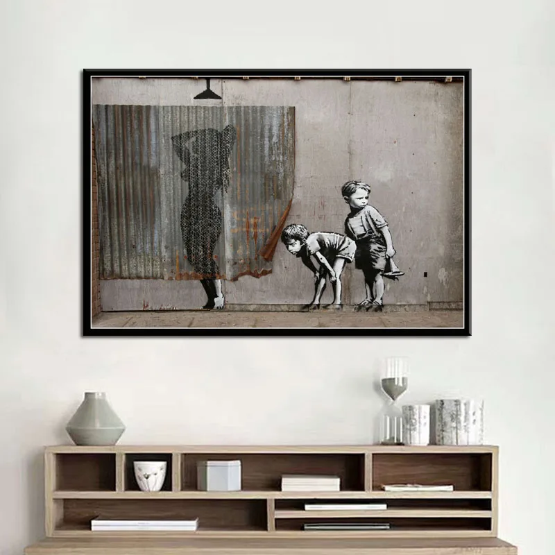 Banksy граффити современное искусство уличное искусство Искусство Живопись Шелковый Холст плакат настенный домашний декор
