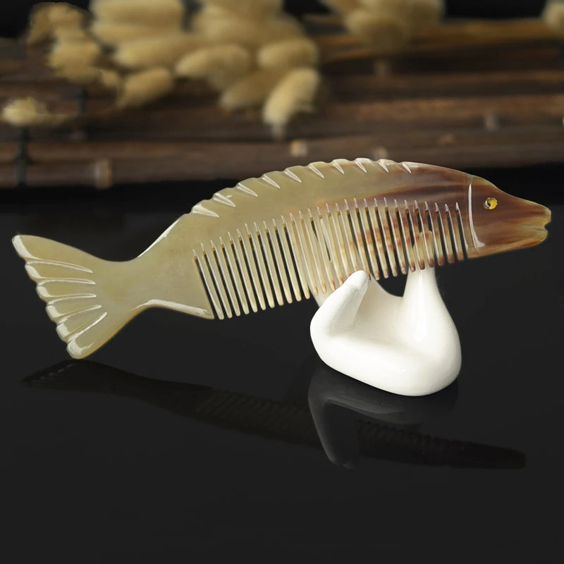 Натуральный бычий Рог расческа для волос без статического ухода за здоровьем