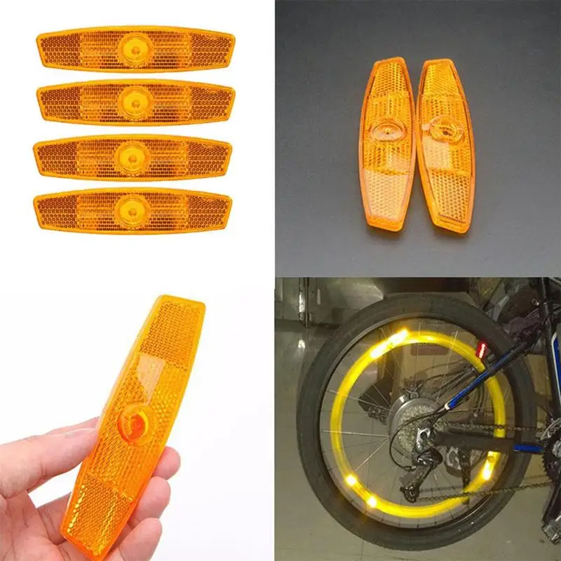 

4 Pcs Yellow Mountain Bike Spokes Reflective Strips Bicycle Reflectors Bicycle Warning Lights Wheel Lights Spoke Lights