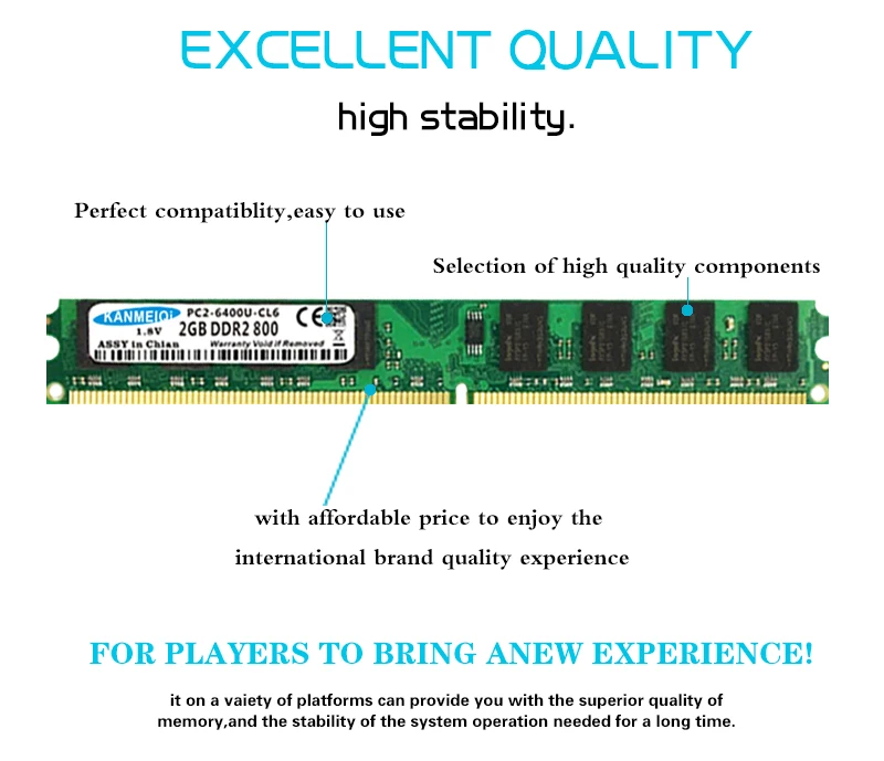 KANMEIQi Ram DDR2 2 ГБ 800 МГц PC2-6400U DIMM 4 Гб(2 ГБ* 2 шт) 667 МГц/5300 память для рабочего стола 240pin 1,8 в