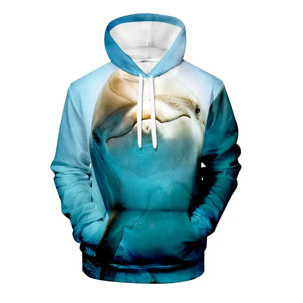 

Новый товар, Мужская Флисовая Куртка с капюшоном и 3D-принтом Рыбок