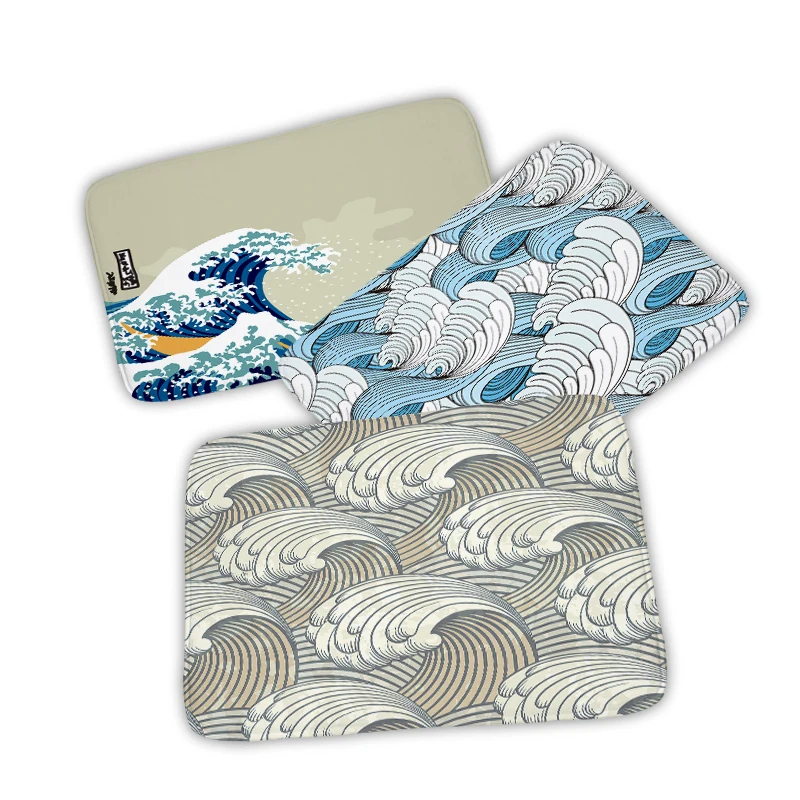Marine Waves Modern Kitchen Mat Home Doormat Ocean Sea Carpet Living Room Mat Soft Anti-Slip Mats Bedroom Bathhouse Entrance Rug