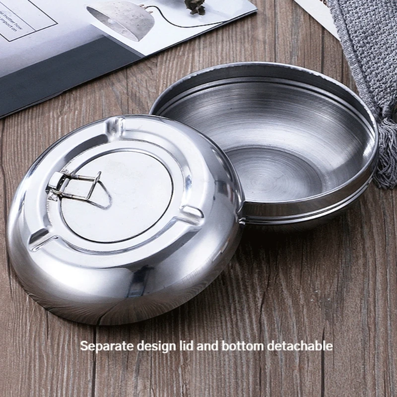 Ashtray Stainless Steel Simple Modern Outdoor Cigarettes Tray for Patio Tabletop Office Home Bedroom Yard Decoration Gifts F19B | Дом и сад