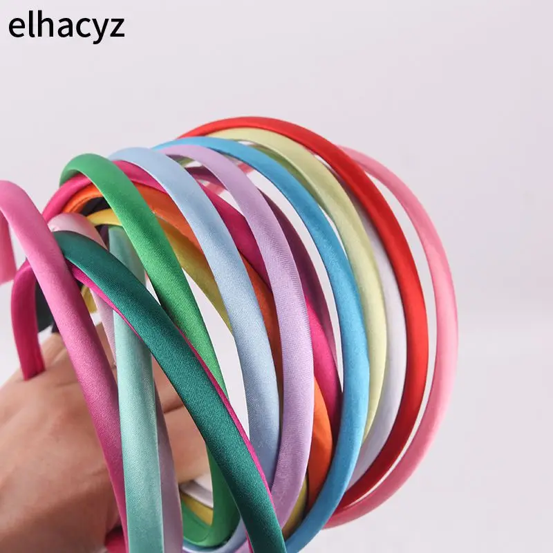40 шт./лот 42 цвета 10 мм сатиновые покрытые резиной резинки для волос детей