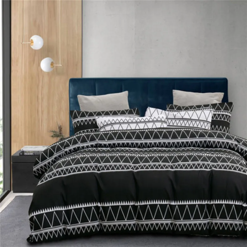 

Denisroom home contemporary print grinding soft and comfortable pillowcase bedding three-pieceKH1417#