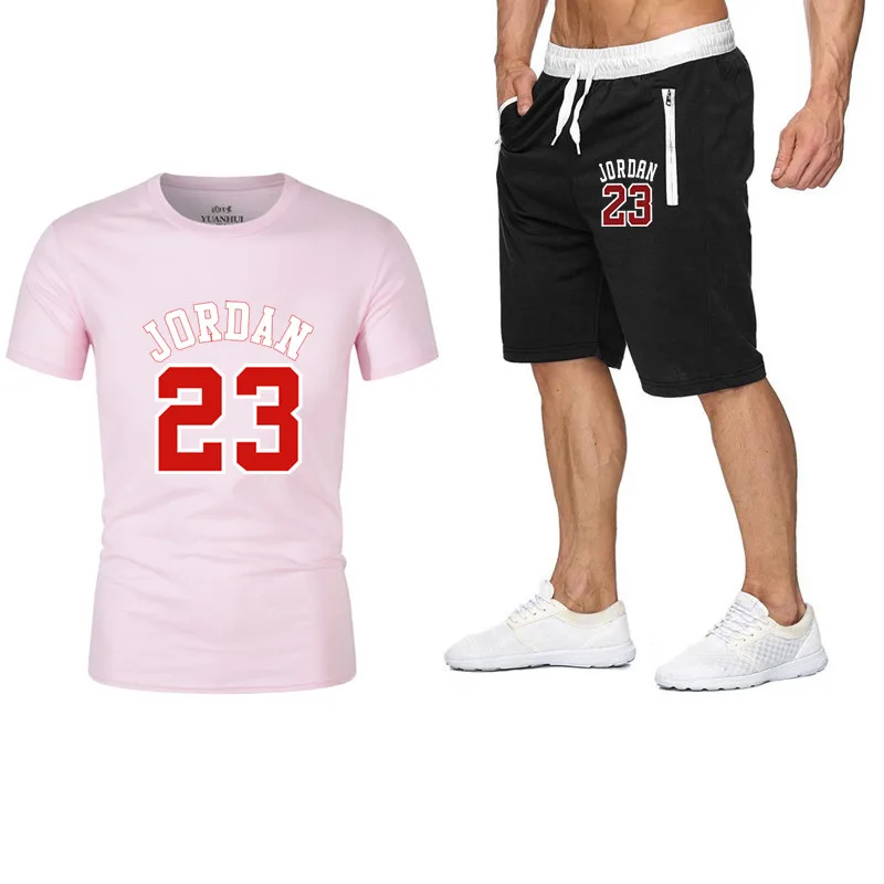 two piece set men outfits jordan 23 t shirt shorts summer short tracksuit sport suit jogging sweatsuit basketball jersey|Мужские