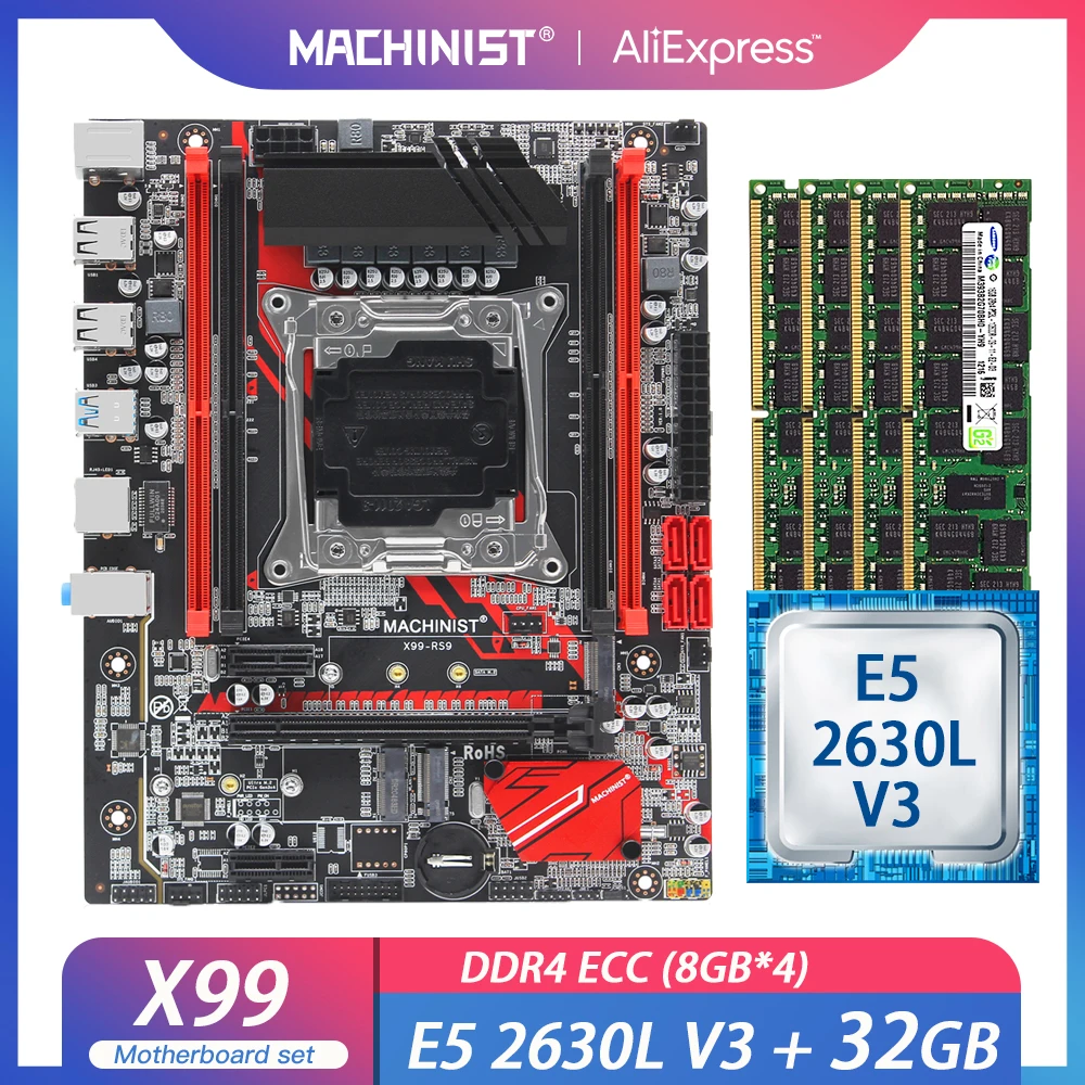 Комплект материнской платы X99 с процессором Intel Xeon E5 2630L V3 LGA 2011 3 4*8 ГБ (32 Гб) DDR4 ECC REG