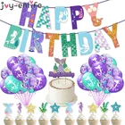 Русалки вечерние украшения С Днем Рождения баннер океан Русалка День рождения вечерние свадебные сувениры топперы для торта Baby Shower поставки