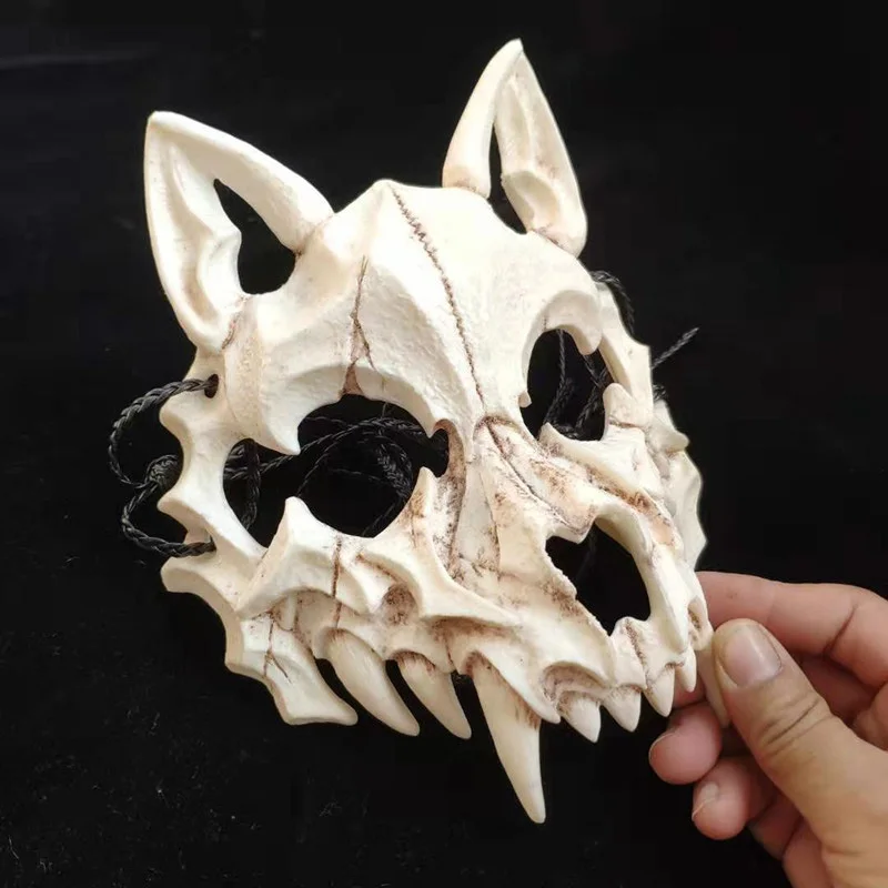 

Косплей маскарадный полулицевой Yaksha Смола Волк череп Крышка страшный ужас костюм для мужчин женщин детей d88