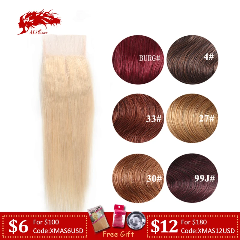 Ali queen hair Extra Pro. Соотношение 10А бразильские волосы remy 4x4 прямые волосы закрытие средняя/свободная часть 10 дюймов~ 20 дюймов закрытие шнурка