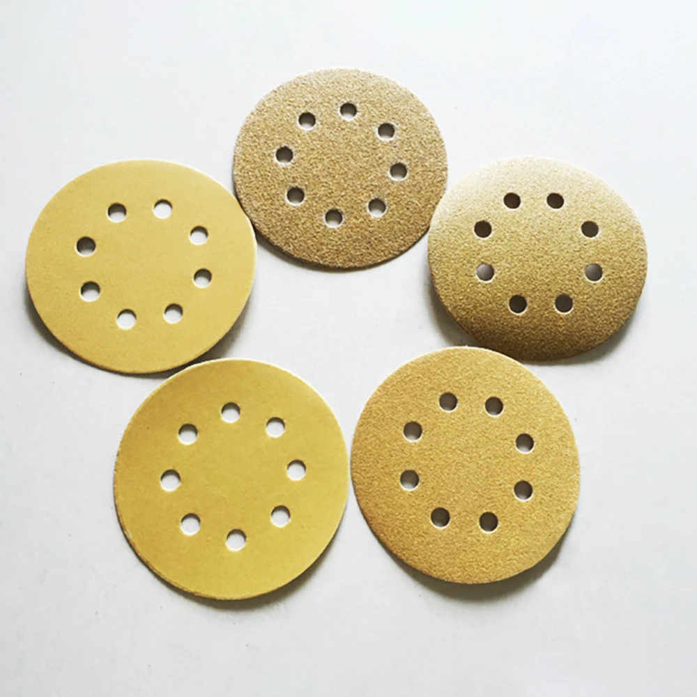 

100pcs 5 Inch 8 Holes 60/80/120/150/240 Grit Round Hook Loop Sanding Discs Aluminium Oxide Orbit Sandpaper Mat Durable Grinding