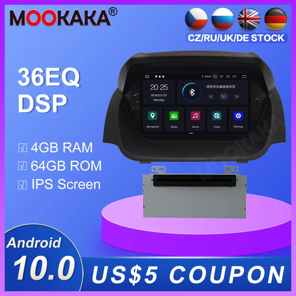 Android 10 0 CD DVD плеер для Ford Fiesta 2013 2016 сенсорный мультимедийный GPS навигатор Mirror Link PX6 4