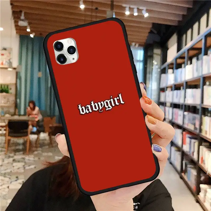 

Babe babygirl honey line Text art Phone Case for iPhone 11 12 pro MINI XS MAX 8 7 6 6S Plus X 5S SE 2020 XR