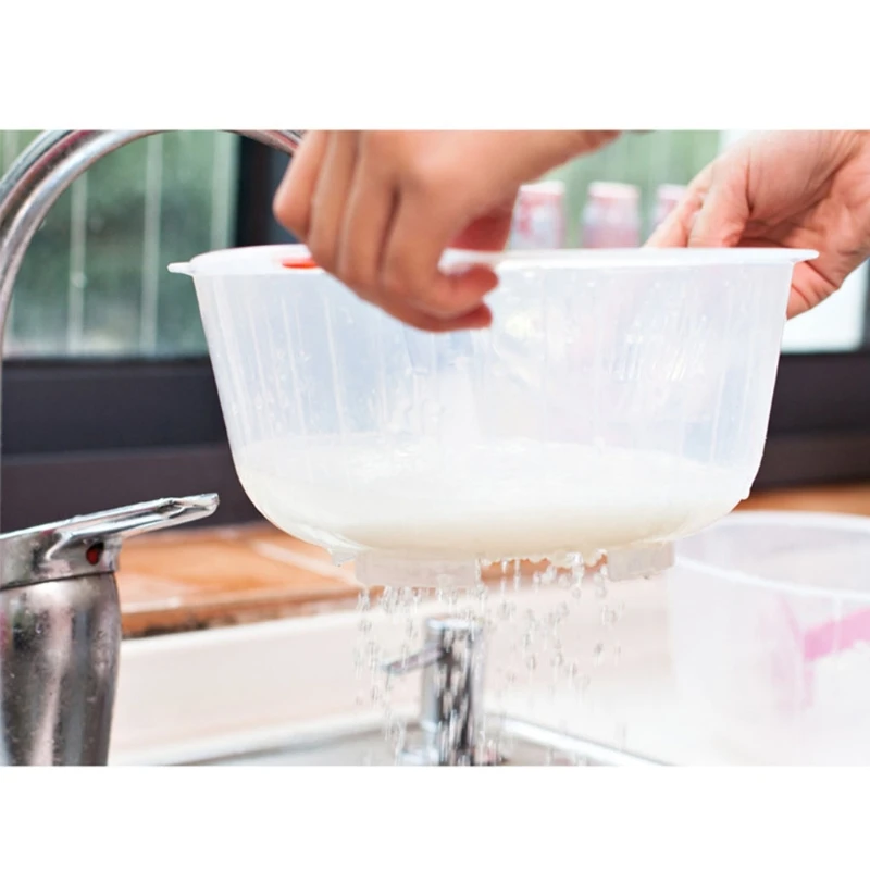 

Creative Design Rice Washing Bowl with Side and Bottom Drainers High-Quality Food Grade Kitchen Tools Cleaner and Safe