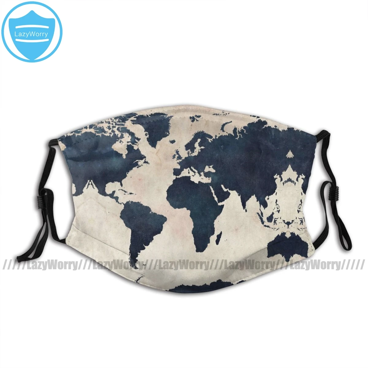 

World Map Mouth Face Mask World Map Distressed Navy Facial Mask Beautiful with Filters Kawai for Adult Mask