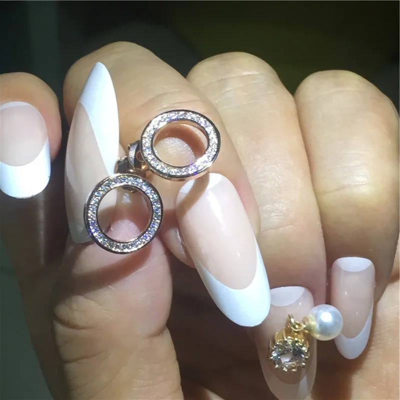 Женские серьги-гвоздики из серебра 925 пробы с фианитами | Украшения и аксессуары