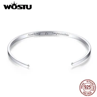 wostu 925 sterling silver original bracelet bangle nothing is impossible adjustable lucky bracelets genuine jewelry cqb160