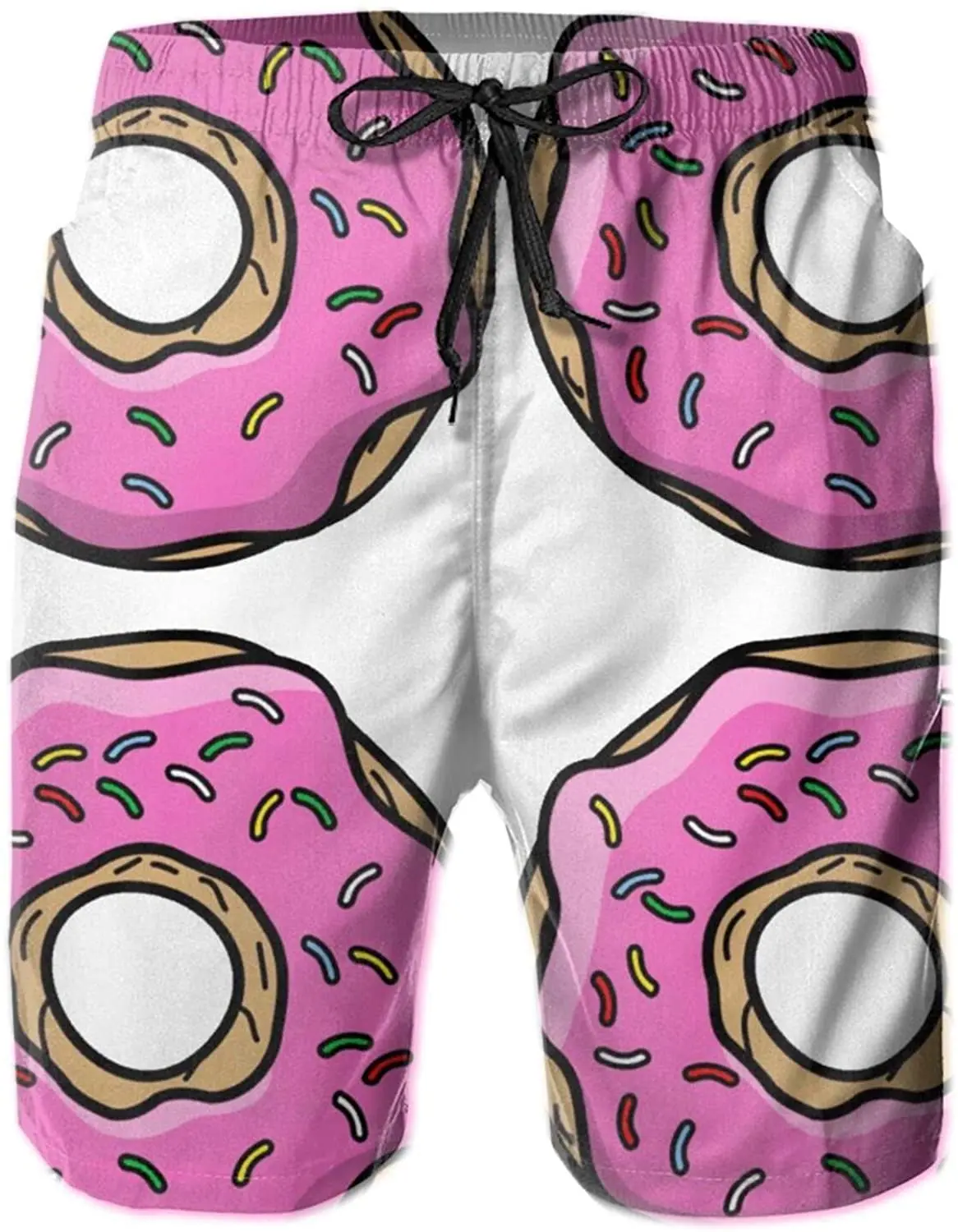 

Men Swim Trunks Donuts-Pink Swimtrunks Swimwear Quick Dry Sports Summer Beach Shorts With Pockets
