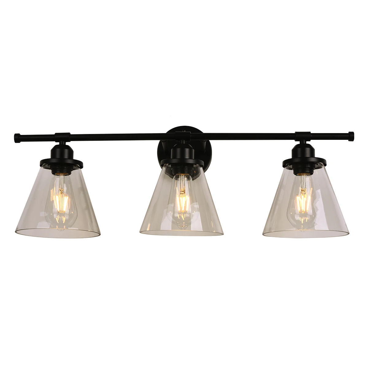 

3-Light Vintage Style Industrial Wall Light Sconce Light Fixture with Oval Cone Clear Glass Shade For Bathroom Bedroom