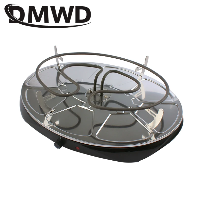 dmwd double layers smokeless raclette grilldle baking oven electric bbq grill heating stove pan barbecue iron non stick plate eu free global shipping