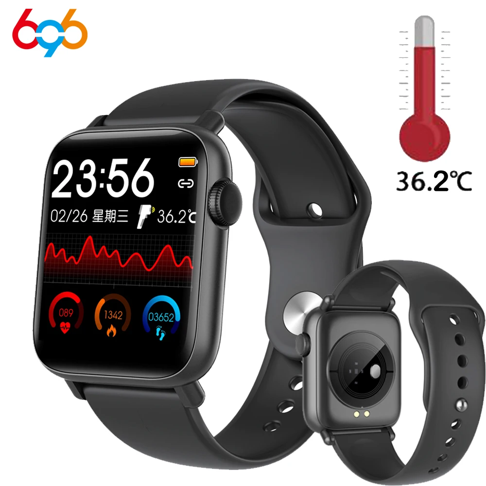 Умные часы QS19 Full Touch с температурой тела 24 ч фитнес трекер для измерения
