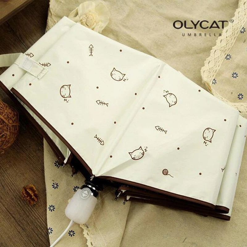 Автоматический зонт OLYCAT для женщин Складной Ветрозащитный Зонт с черным