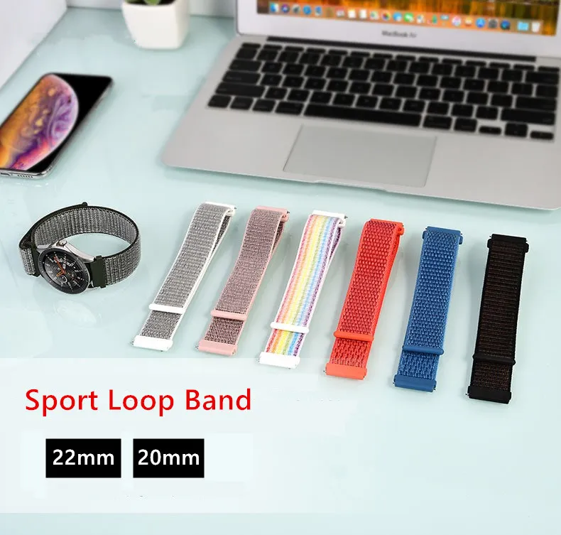 22 мм ремешок для часов samsung galaxy watch 46 мм 42 мм активный 2 нейлон huawei watch gt ремешок Amazfit bip gear S3 Frontier 44 40