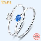 Женское кольцо с фианитами trustdave, минималистичное 925 пробы Серебряное кольцо с геометрическим эллипсом, S925, Подарочная бижутерия, DA967