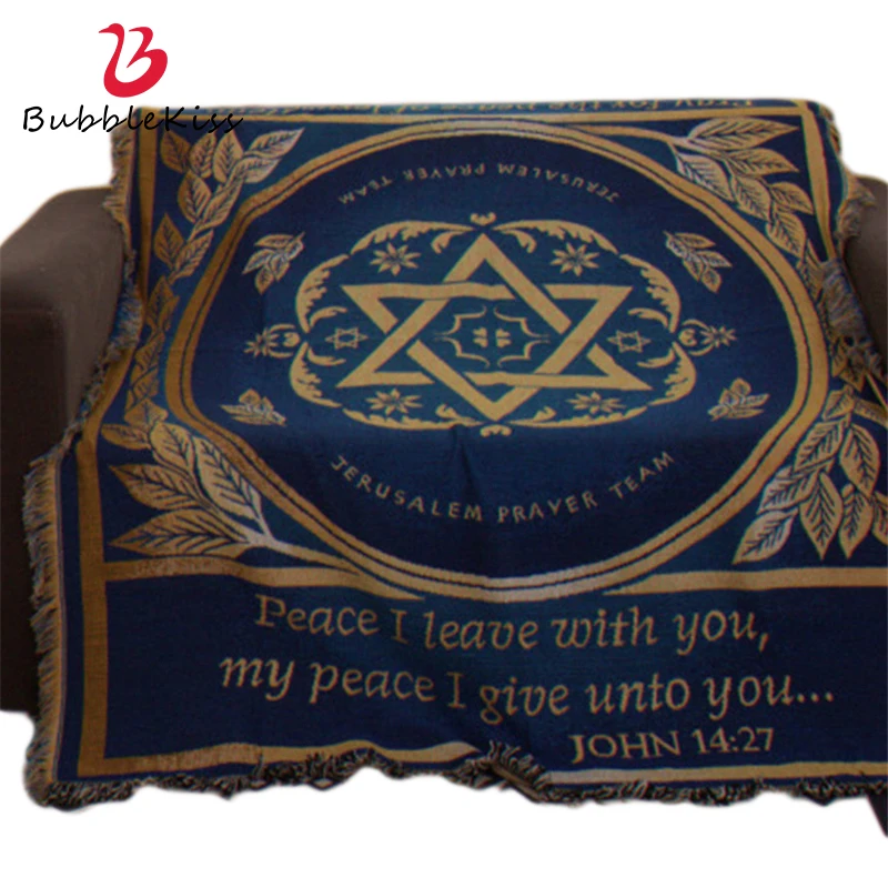 Голубое вязаное одеяло Bubble Kiss геометрическое домашнее искусственное для кровати