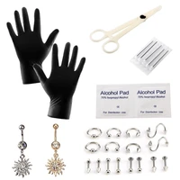 14g16g navel rings nombril belly button rings body jewelry nose piercing rings clamp gloves needles tool kit ear plug studs set